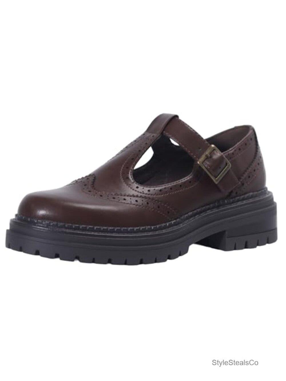 T-Strap Platform Mary Jane Shoes Round Toe Flats Non-Slip Oxfords
